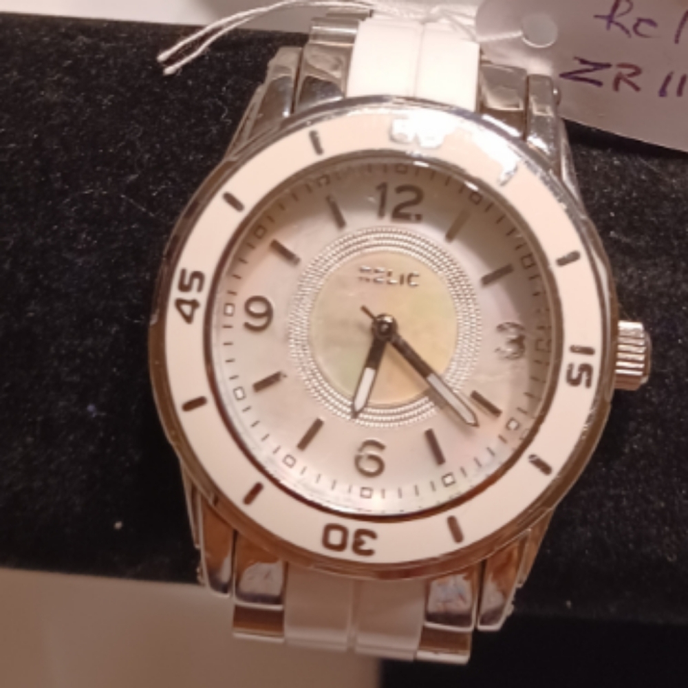 Relic 11883 ladies sliver and white watch